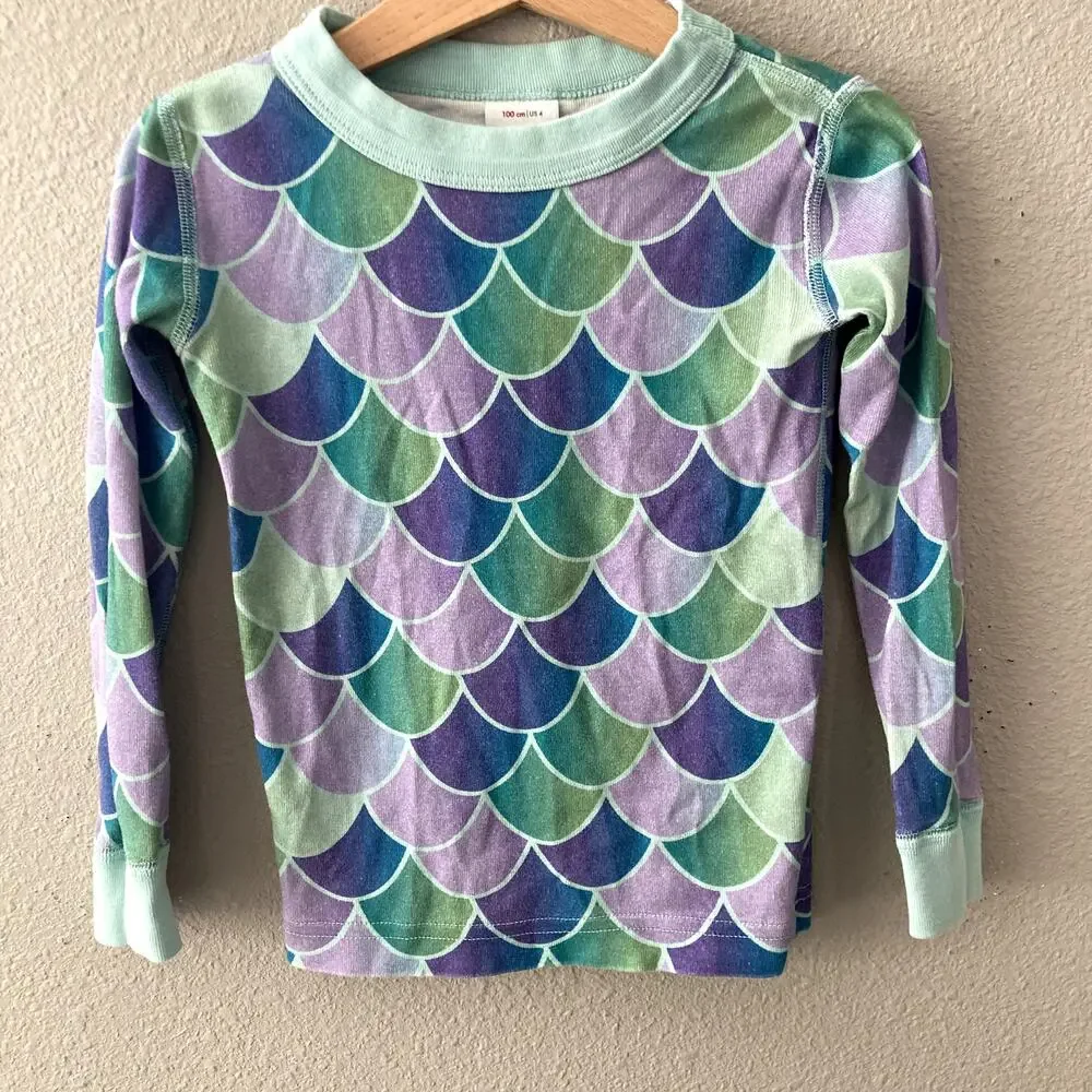 Hanna Andersson Mermaid Scales Long John Pajamas - Purple Green Blue - 4 or 100
